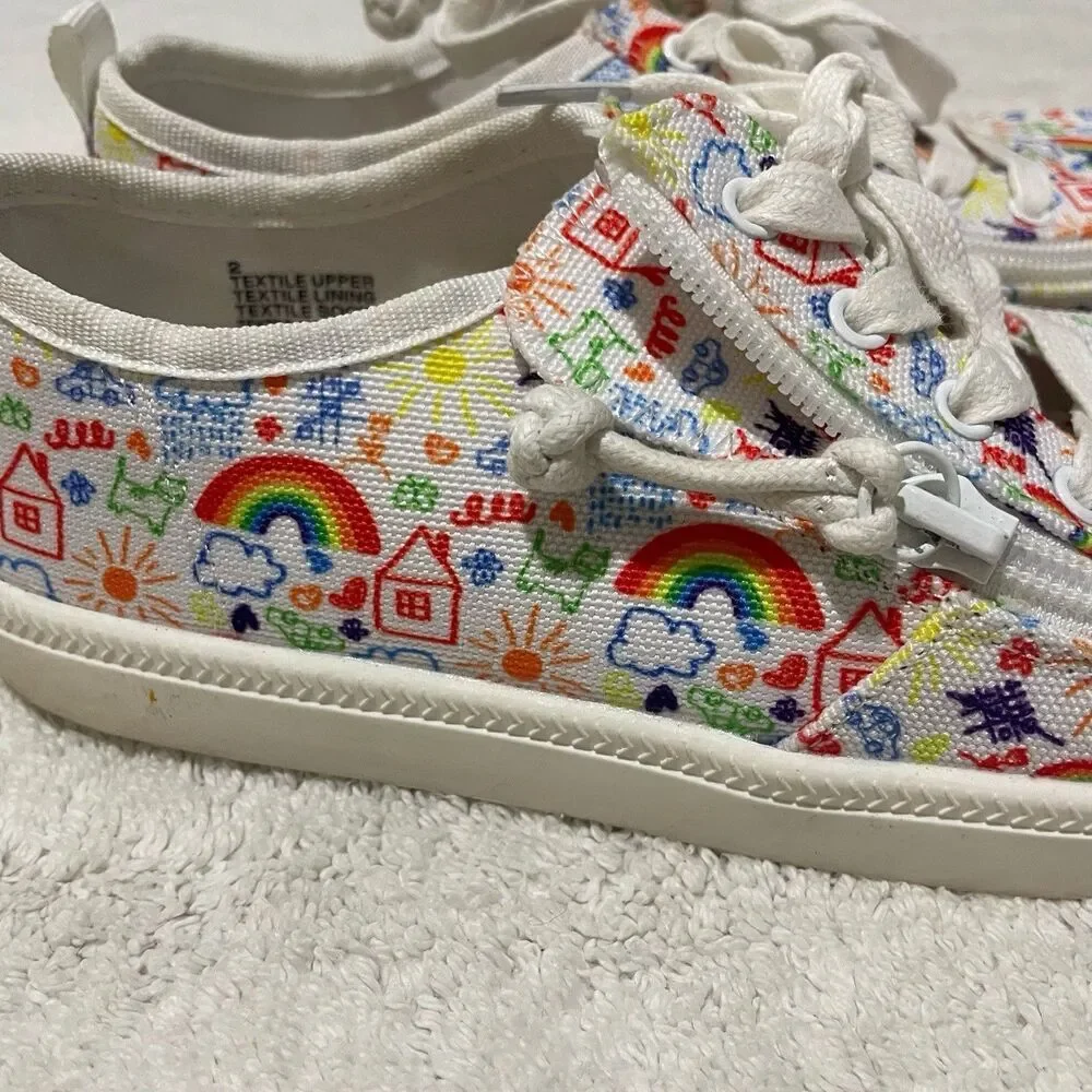 Billy Footwear Doodle Low top Zip Shoe Sneaker Youth 2 Unisex Rainbow Colorful